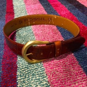 Fossil wide croc waist belt
